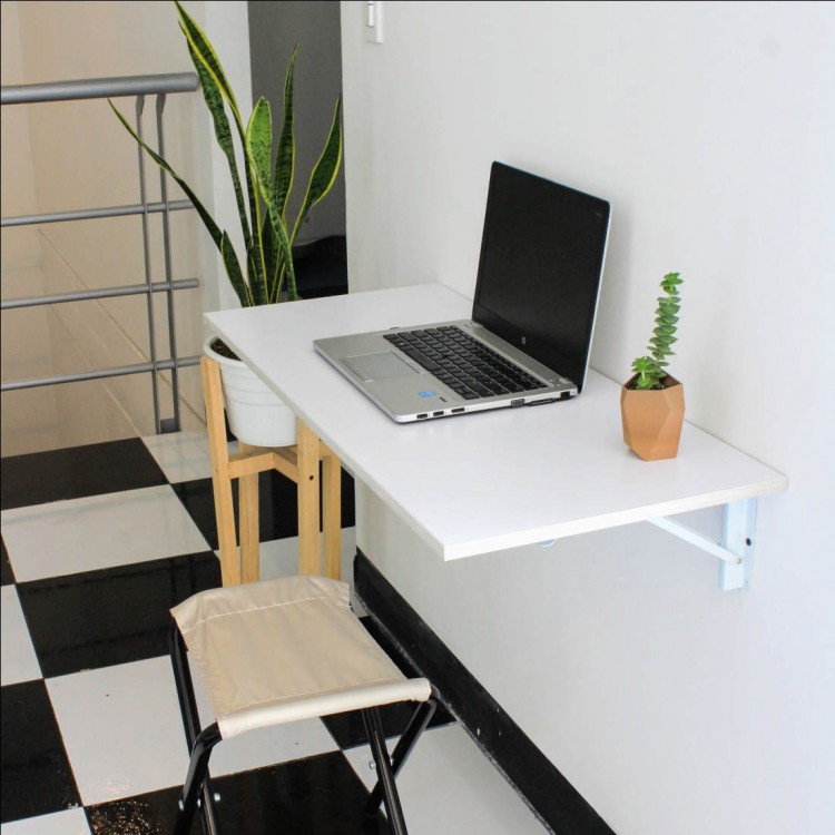  Mesa de pared plegable con forma de hoja y soporte : Hogar y  Cocina